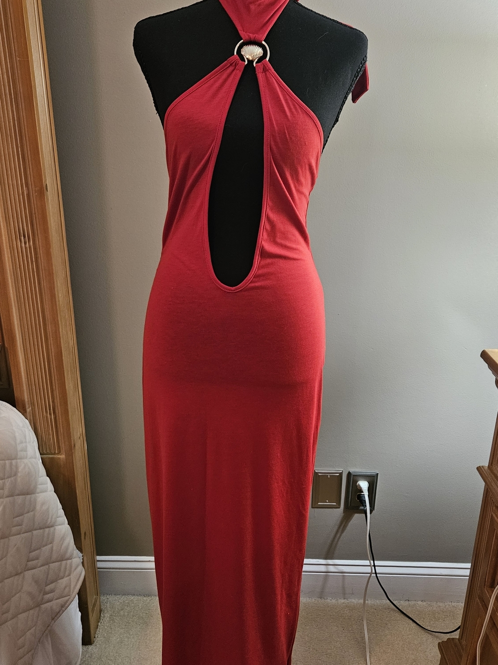 Red Halter Cutout Maxi Dress - Brand Unknown